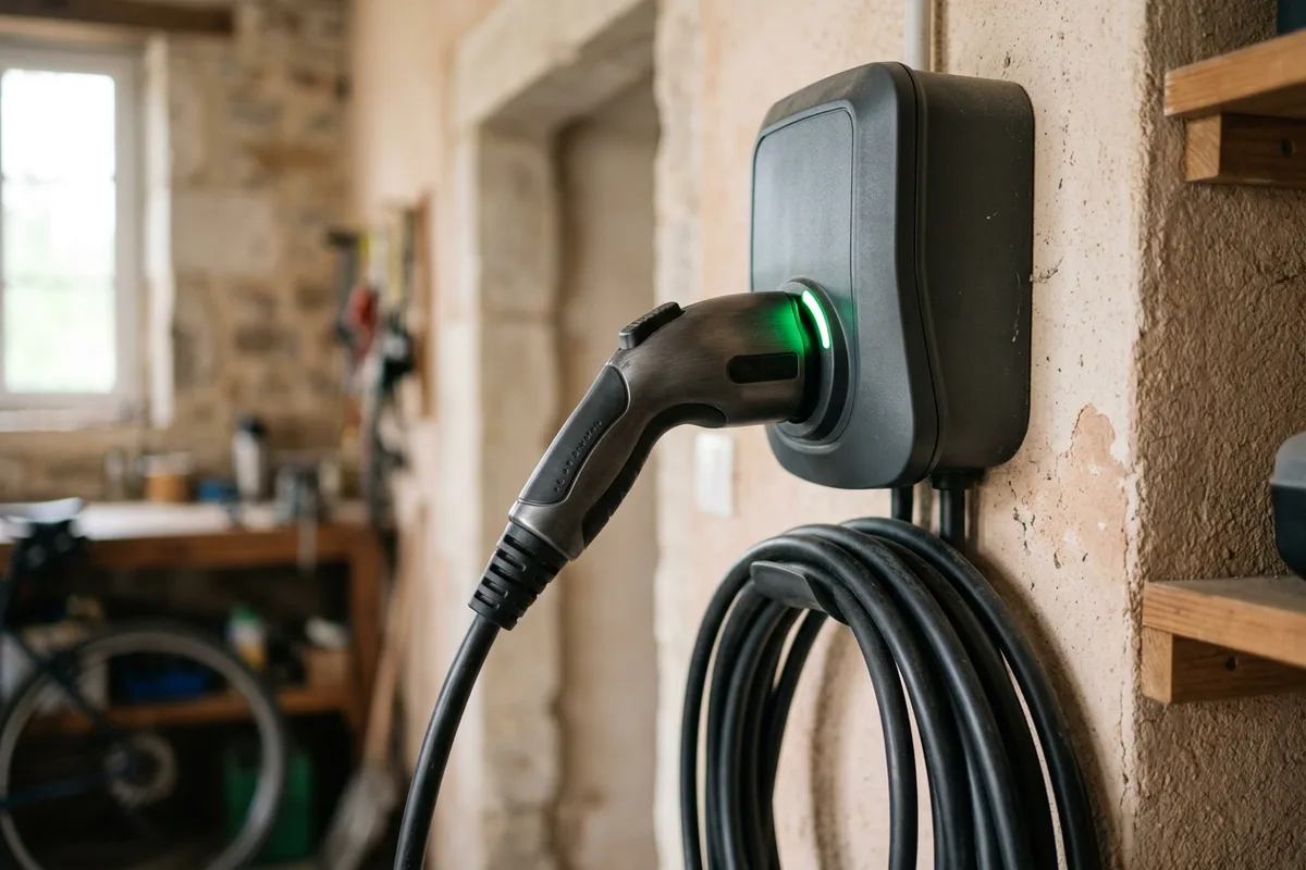 Câble Type 2 sécurisé sur wallbox performante et moderne à Mours